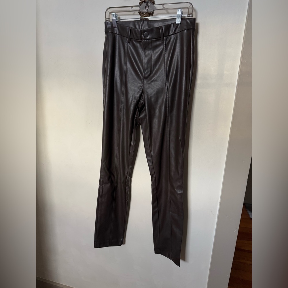 Gap brown vegan leather straight leg pants